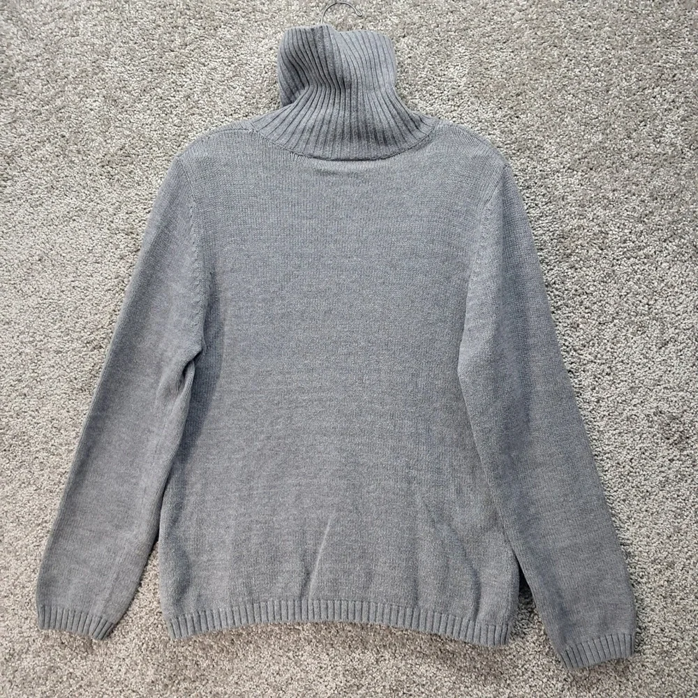 Croft & Barrow Mens Grey 100% Cotton Zip Funnel‎ Neck Cardigan Sweater Medium